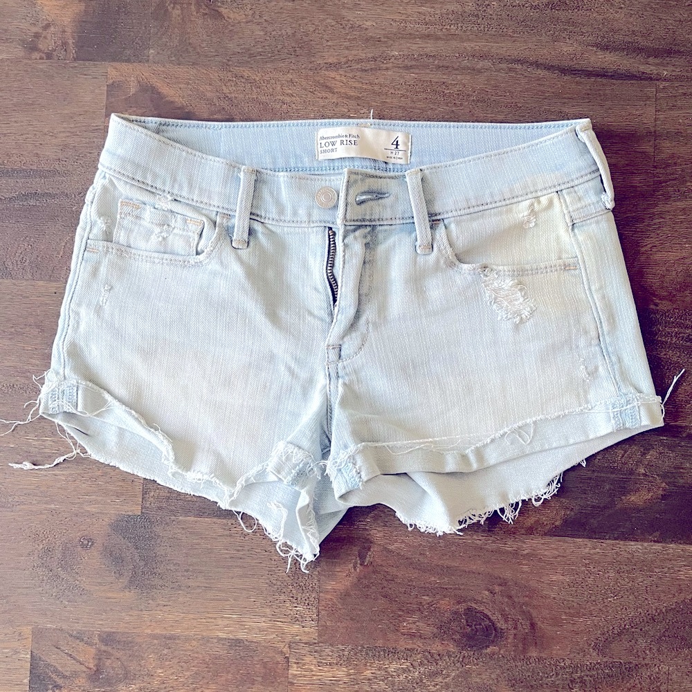 Women's Light Blue Distressed Denim Shorts
